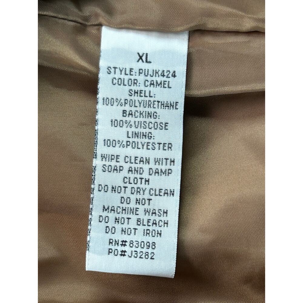 Cisono Women's XL Brown Faux Leather Cropped Jacket Balloon Sleeve Vegan Leather - Picture 4 of 9